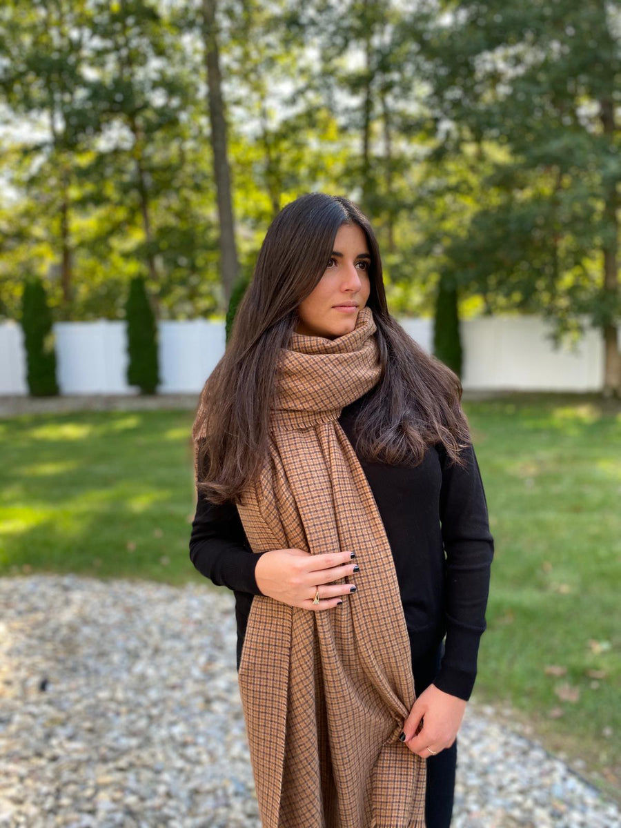 Luxe Caramel Checkers SB Blanket Scarf