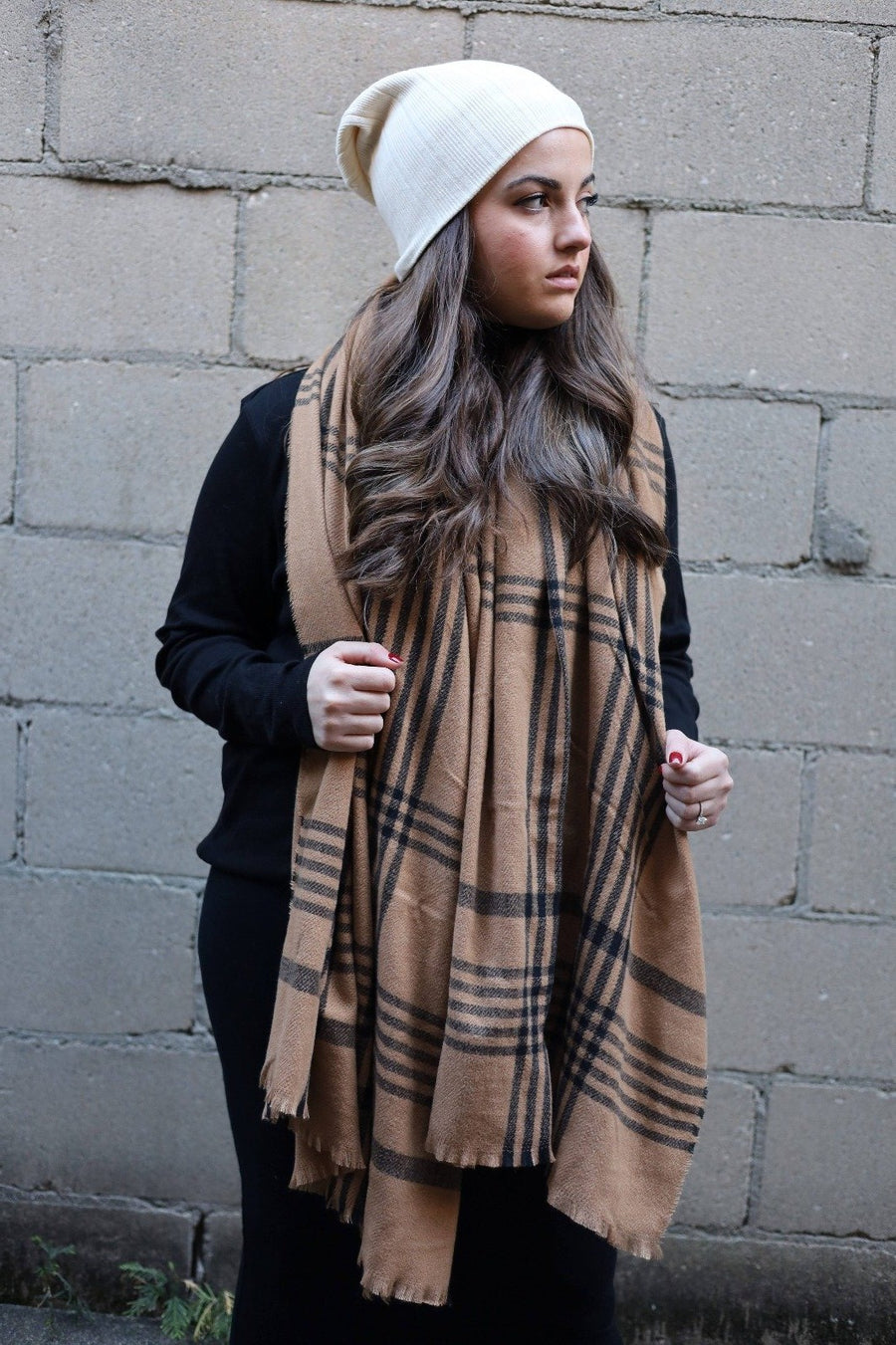 Luxe Coffee Plaid SB Blanket Scarf