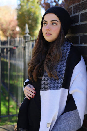 Light Luxe Houndstooth Box Plaid SB Blanket Scarf