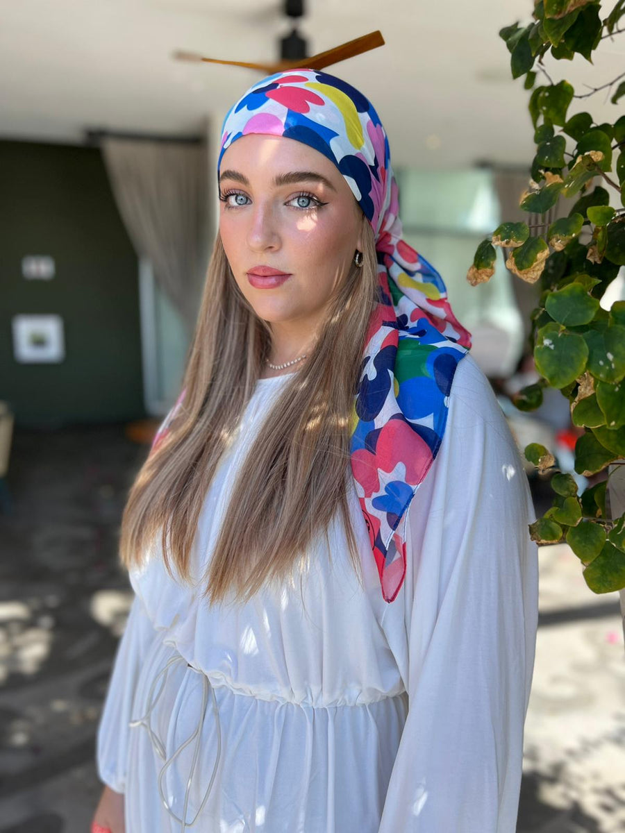 Bright Floral Square Head Scarf
