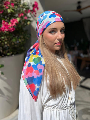 Bright Floral Square Head Scarf
