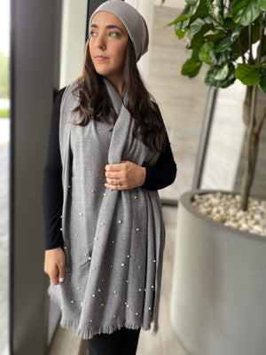 SB Luxe Grey Pearl Blanket Scarf