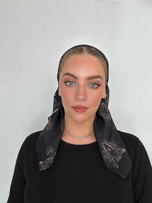 Nude on Black Tiger Queen Square Head Scarf