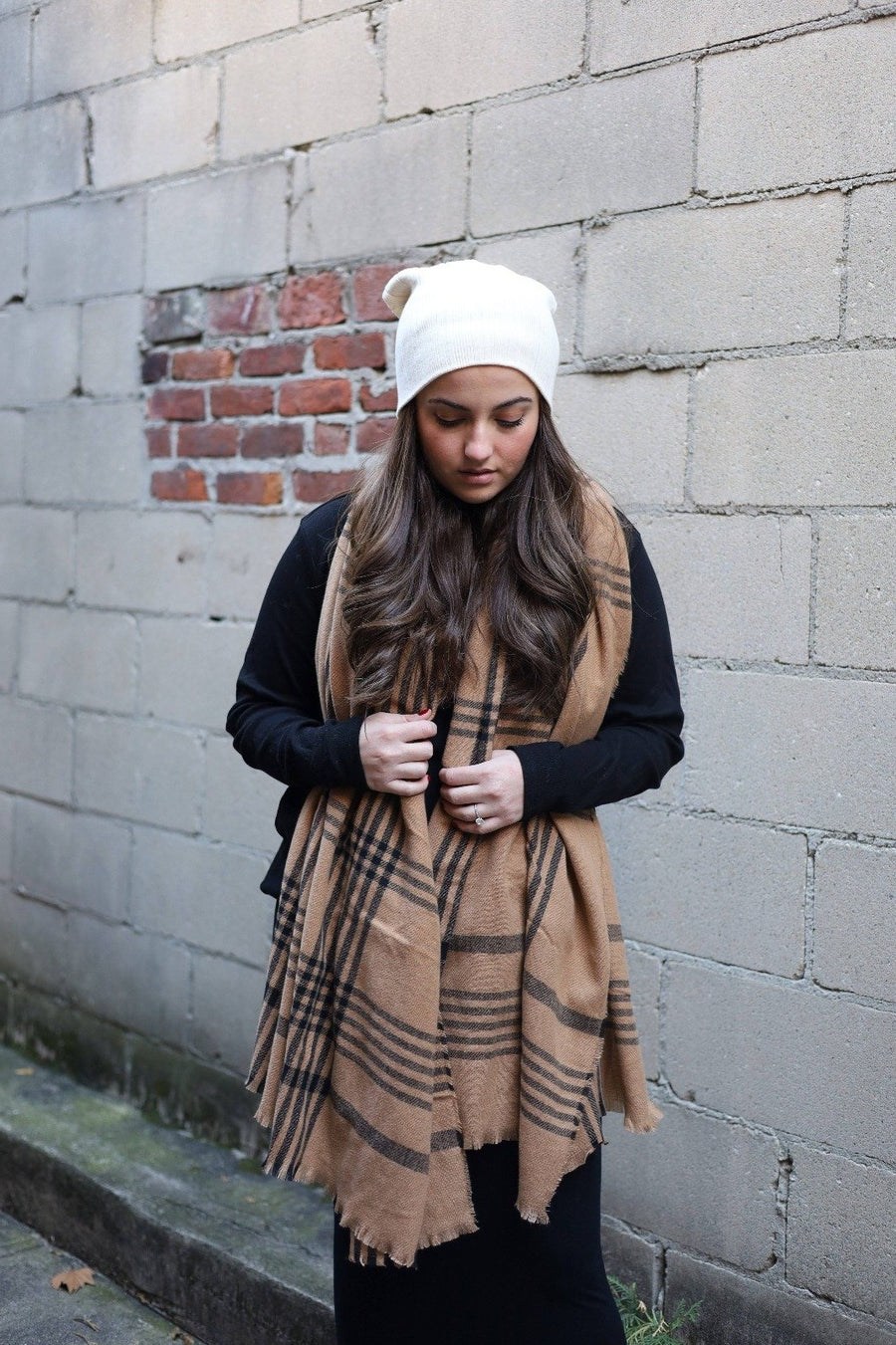 Luxe Coffee Plaid SB Blanket Scarf