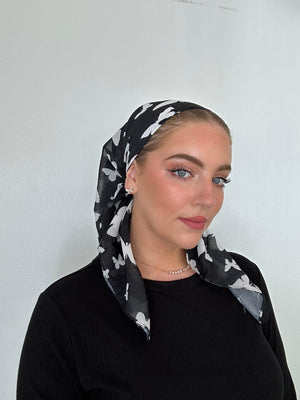 Midnight Butterfly Square Head Scarf