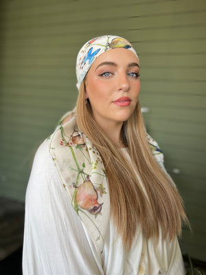 Mockingbird Butterfly Garden Square Head Scarf
