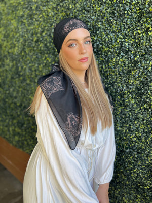 Nude on Black Tiger Queen Square Head Scarf