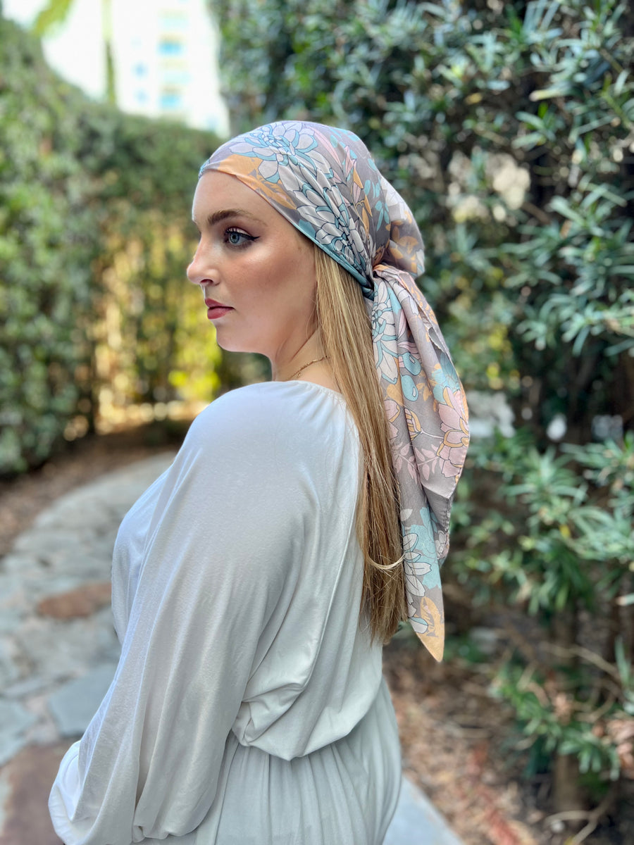 Pastel Floral Square Head Scarf