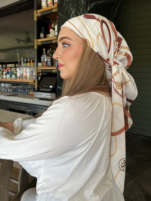 Cream Chain Square Head Scarf