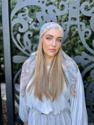 Pastel Floral Square Head Scarf