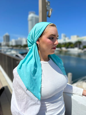 SB Dri Fit Pretied Scarf Aqua (with Velvet Grip)