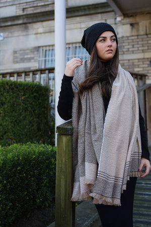 SB Luxe Striped Side Blanket Scarf