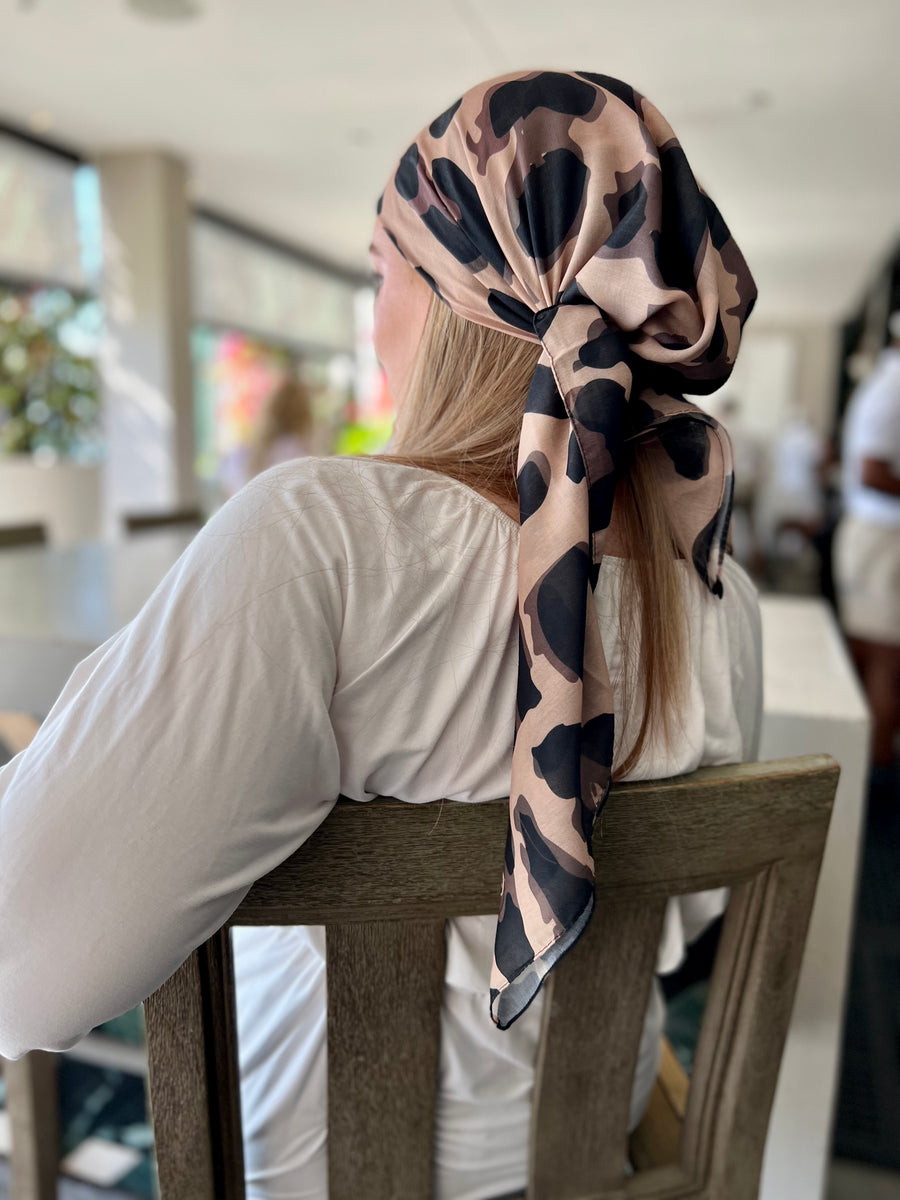 Enlarged Leopard Square Head Scarf