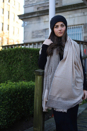 SB Luxe Striped Side Blanket Scarf