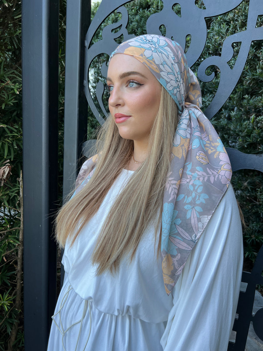 Pastel Floral Square Head Scarf