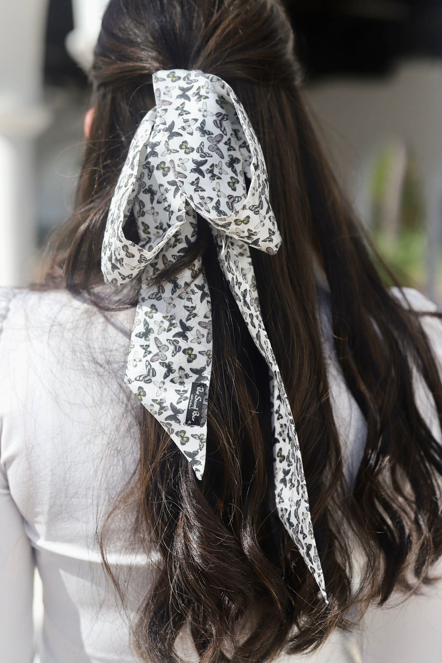 SB SILK Wrap Scarf  - White Butterfly