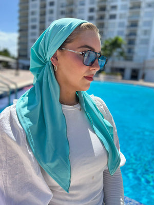 SB Dri Fit Pretied Scarf Aqua (with Velvet Grip)