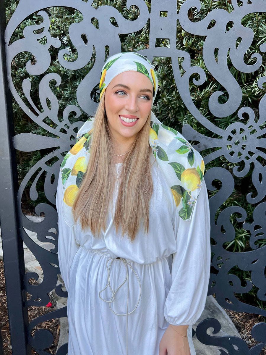 Lemon Print Square Head Scarf