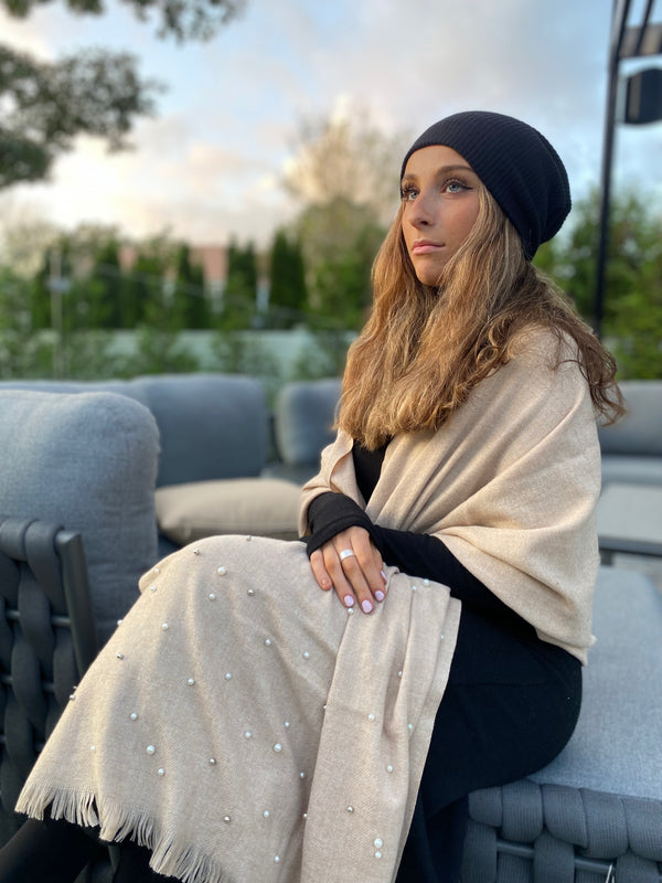 SB Luxe Soft Nude Pearl Blanket Scarf