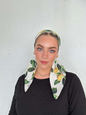 Lemon Print Square Head Scarf