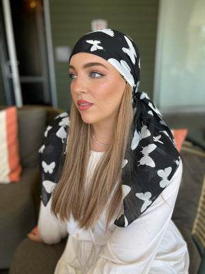 Midnight Butterfly Square Head Scarf