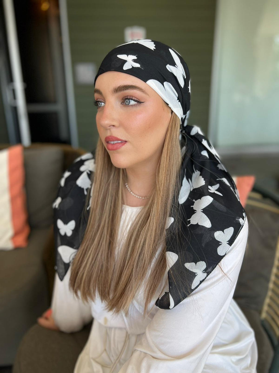 Midnight Butterfly Square Head Scarf