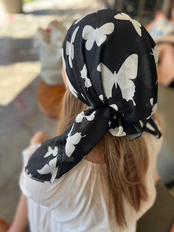 Midnight Butterfly Square Head Scarf