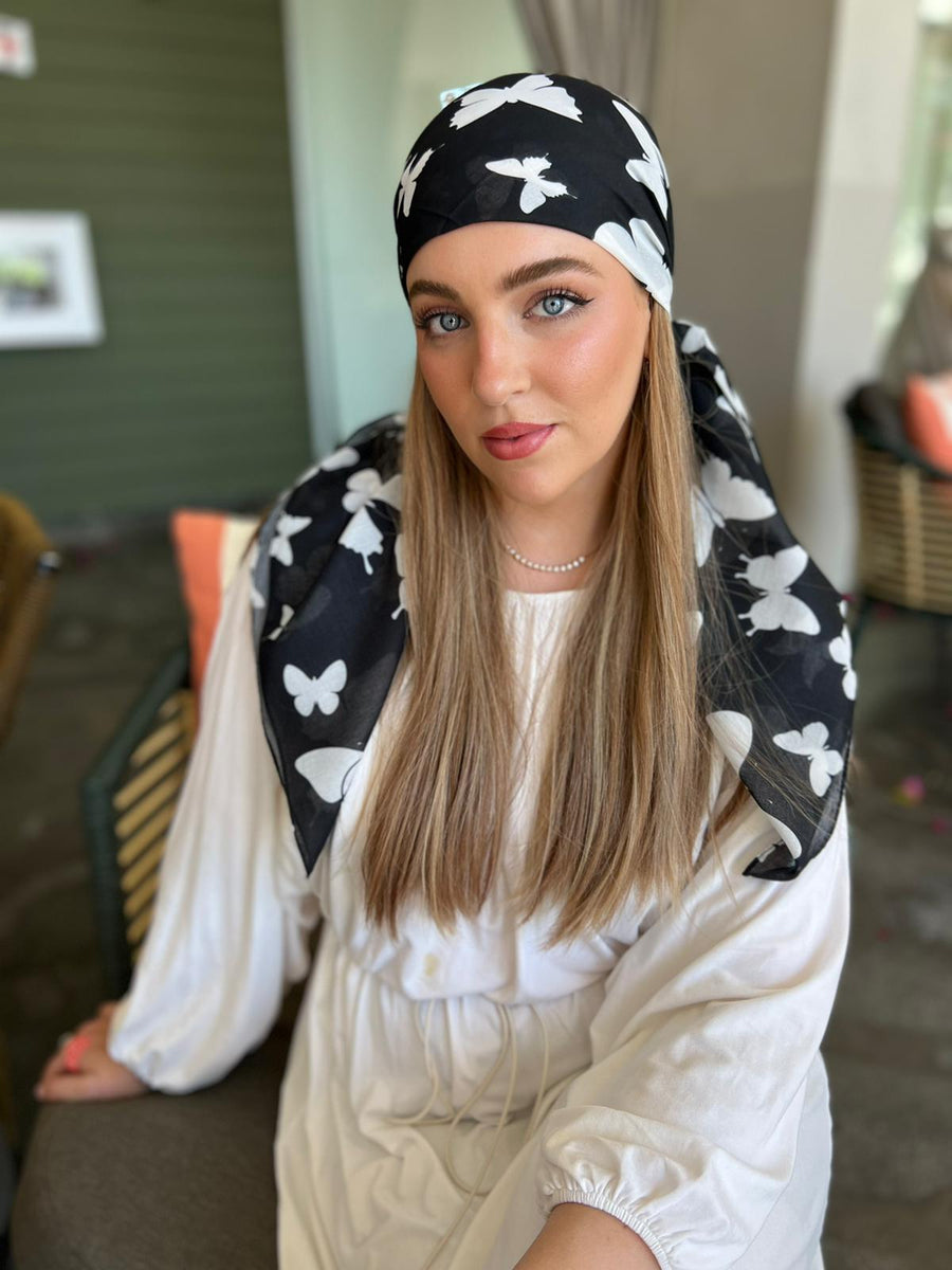 Midnight Butterfly Square Head Scarf