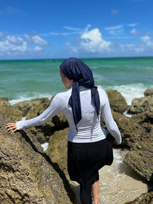 SB Dri Fit Pretied Scarf Navy (with Velvet Grip)
