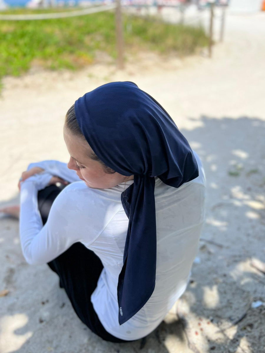 SB Dri Fit Pretied Scarf Navy (with Velvet Grip)