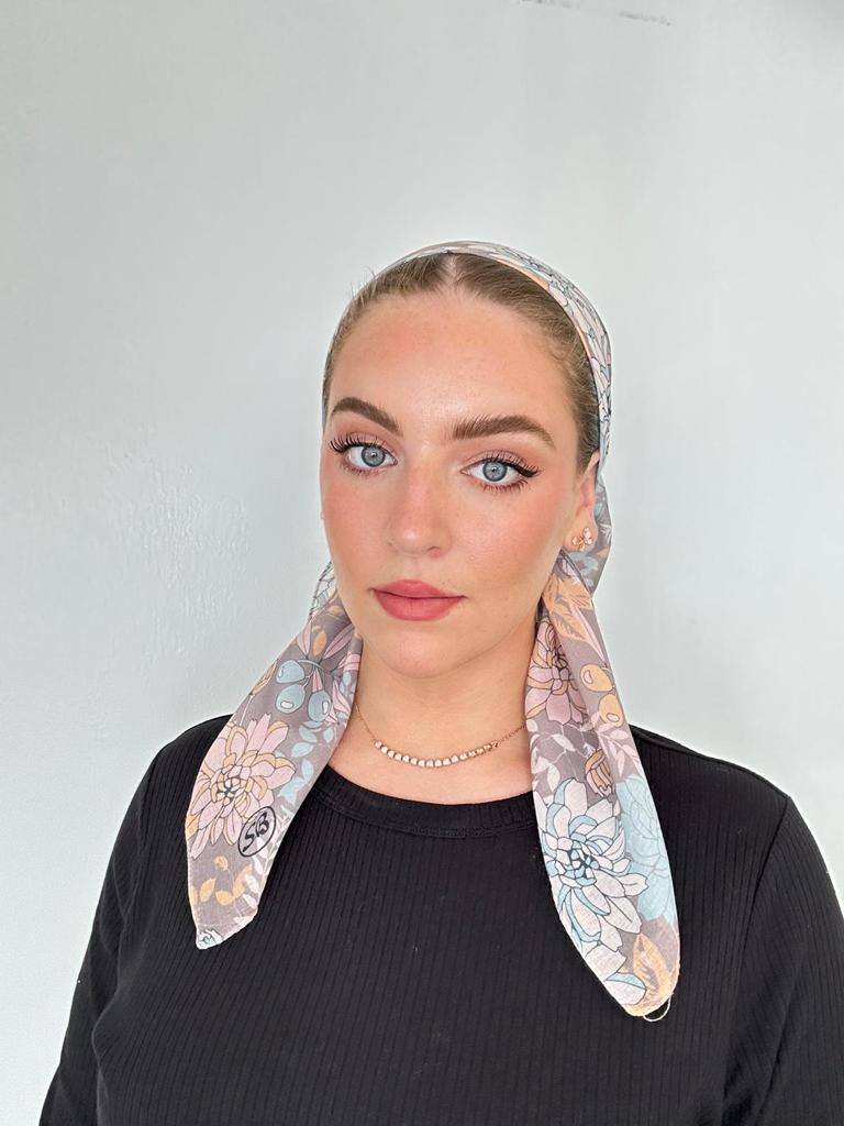 Pastel Floral Square Head Scarf – Scarf Bar