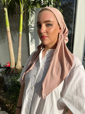 Classic Jersey Ribbed Pretied Pink Latte (with Velvet Grip)